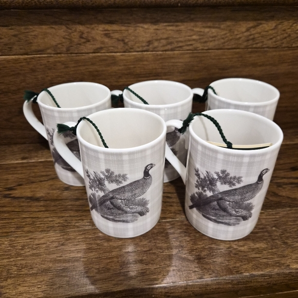 Roy Kirkham Pheasant Fine Bone China Tea Coffee Mug Set Of 5 ENGLAND - Picture 1 of 5